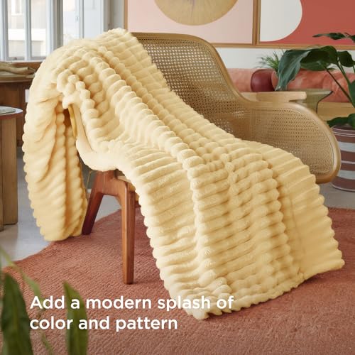 Soft Twin Blanket for Bed Decor Gifts Custard Yellow 60"x80"