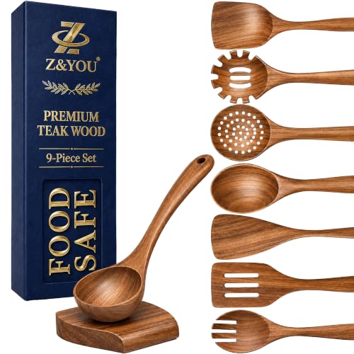 9 Piece Teak Wooden Utensil Set (9 Count)