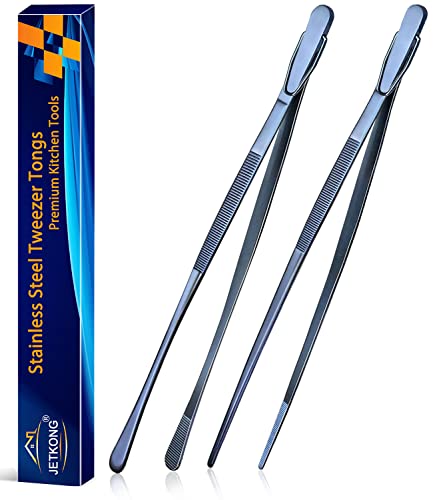 2 Pcs 12 Inch Cooking Tweezer Tongs Stainless Steel Kitchen Tweezers Plating Tongs (2 Count)