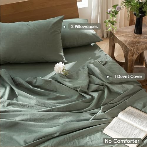 Duvet Cover Set 100% Washed Cotton Linen Like Oversized King