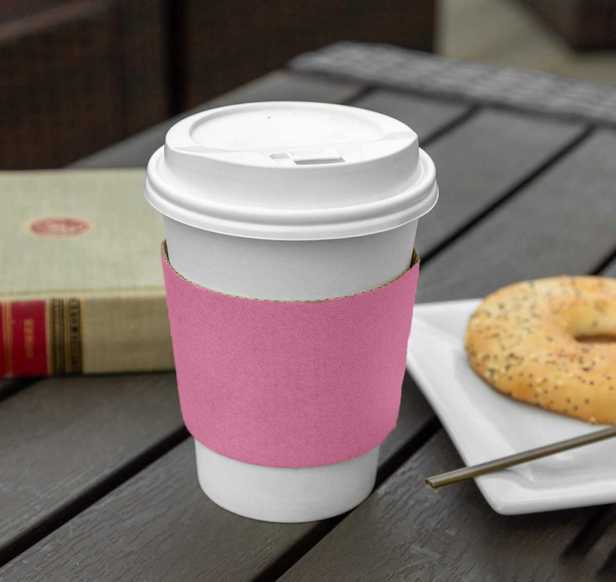 100 Pack] Pink Coffee Cup Sleeves Disposable for Hot Drinks (100 Count)