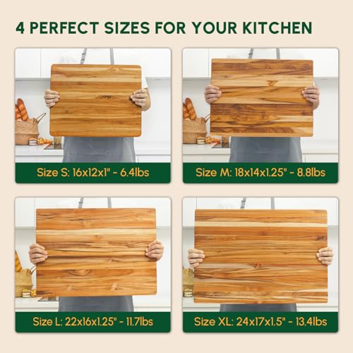 Large Teak Wood Cutting Board with Hand Grip