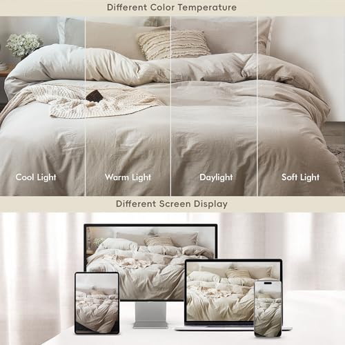 Duvet Cover Set 100% Washed Cotton Linen Like Super King Plus