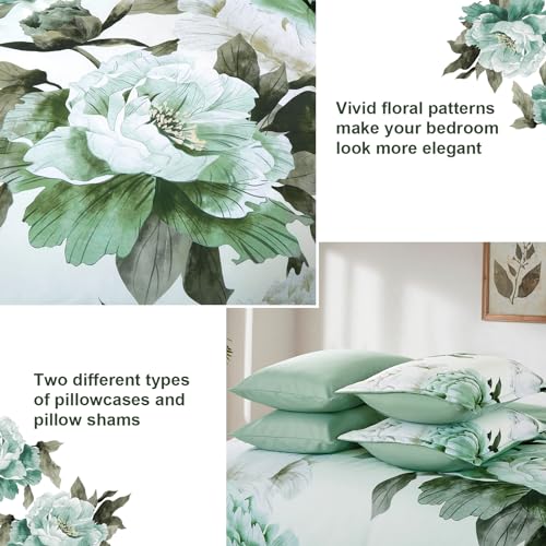 Green Queen Comforter Set 7 Piece Bed in a Bag Queen