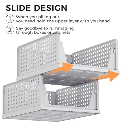 8 Pack Closet Organizer Storage Bins Stackable Plastic Drawer Shelf (8 Count)
