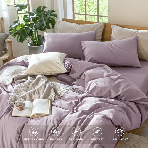 Duvet Cover Set 100% Washed Cotton Linen Like Cal King