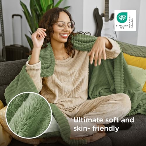 Soft Twin Blanket for Bed Decor Gifts Reseda Green 60"x80"