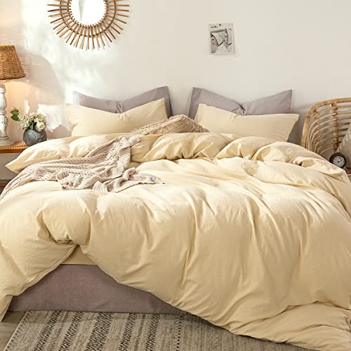 Duvet Cover Set 100% Washed Cotton Linen Like King