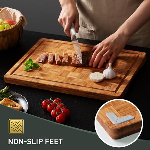 Bamboo Cutting Board 17'' Wood Cutting Boards for Kitchen Wooden Non Toxic