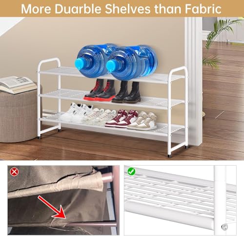 3 Tier Long Shoe Rack for Closet Metal Shoe Organizer for Entryway