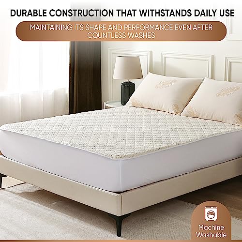 Luxury Quilted Organic Cotton Mattress Protector Queen Size