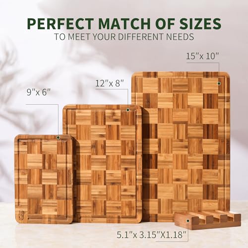 Bamboo Cutting Board for Kitchen with Juice Groove (3 Count)