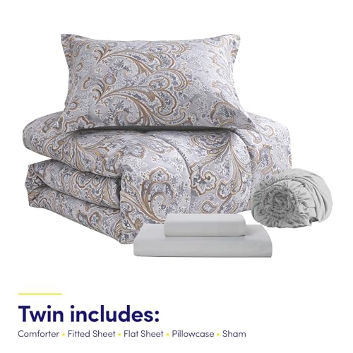 Paisley Comforter Set Twin Size with Sheets Bed in a Bag