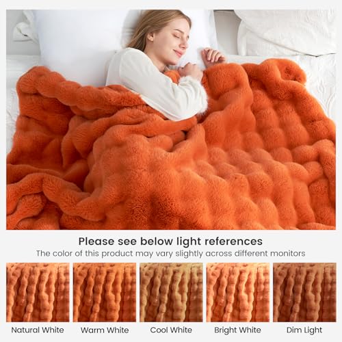 Faux Fur Throw Blanket for Couch