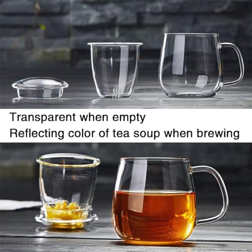 Glass Teacups 2 Pack Glass Tea Cup with Infuser and Lid (2 Count)