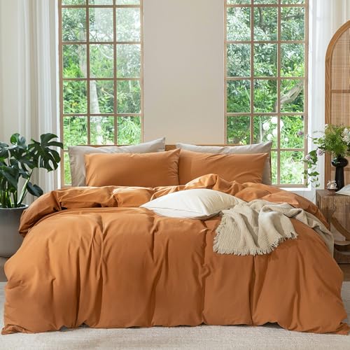 Duvet Cover Set 100% Washed Cotton Linen Like Full (64 Ounce)