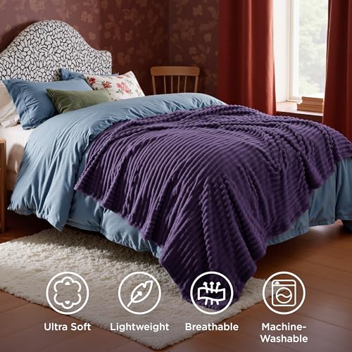 Soft Twin XL Blanket for Bed Dorm Purple 66"x90"