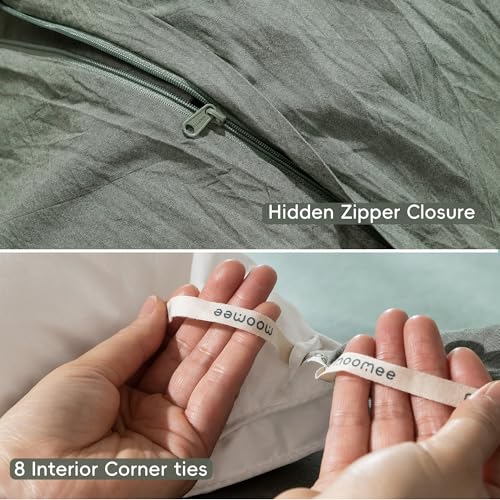 Duvet Cover Set 100% Washed Cotton Linen Like Twin (3 Piece Set)