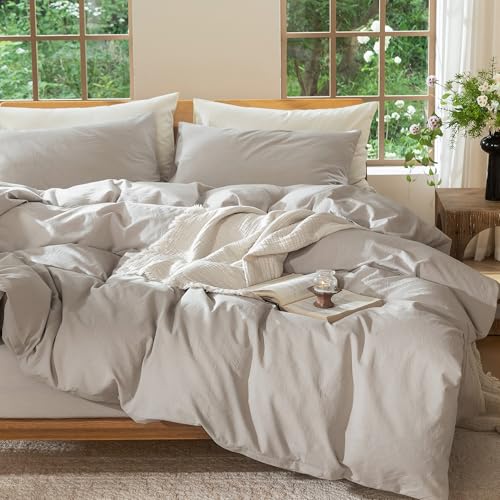 Duvet Cover Set 100% Washed Cotton Linen Like Queen