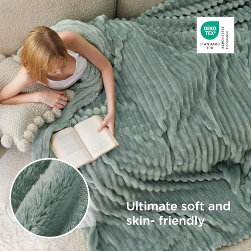 Soft Queen Size Blanket for Bed Sage Green 90"x90"