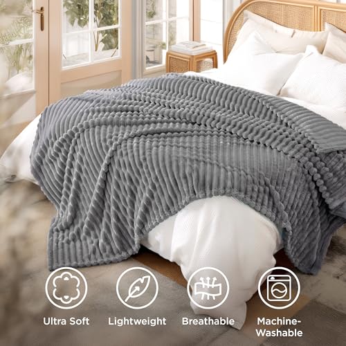 Soft Cal King Size Blanket for Bed Frost Gray 102"x96"