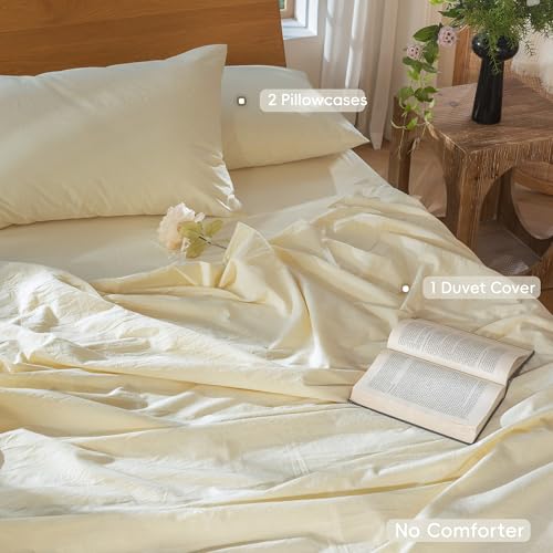 Duvet Cover Set 100% Washed Cotton Linen Like Oversized King