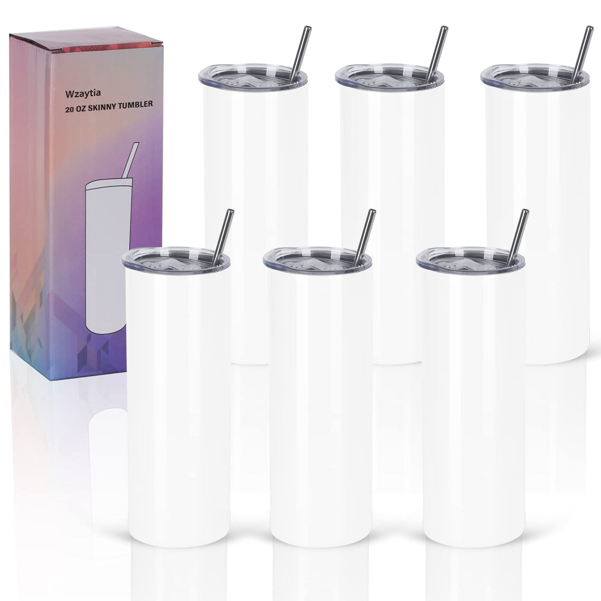 6 Pack 20 Oz Straight Skinny Tumblers (6 Count)