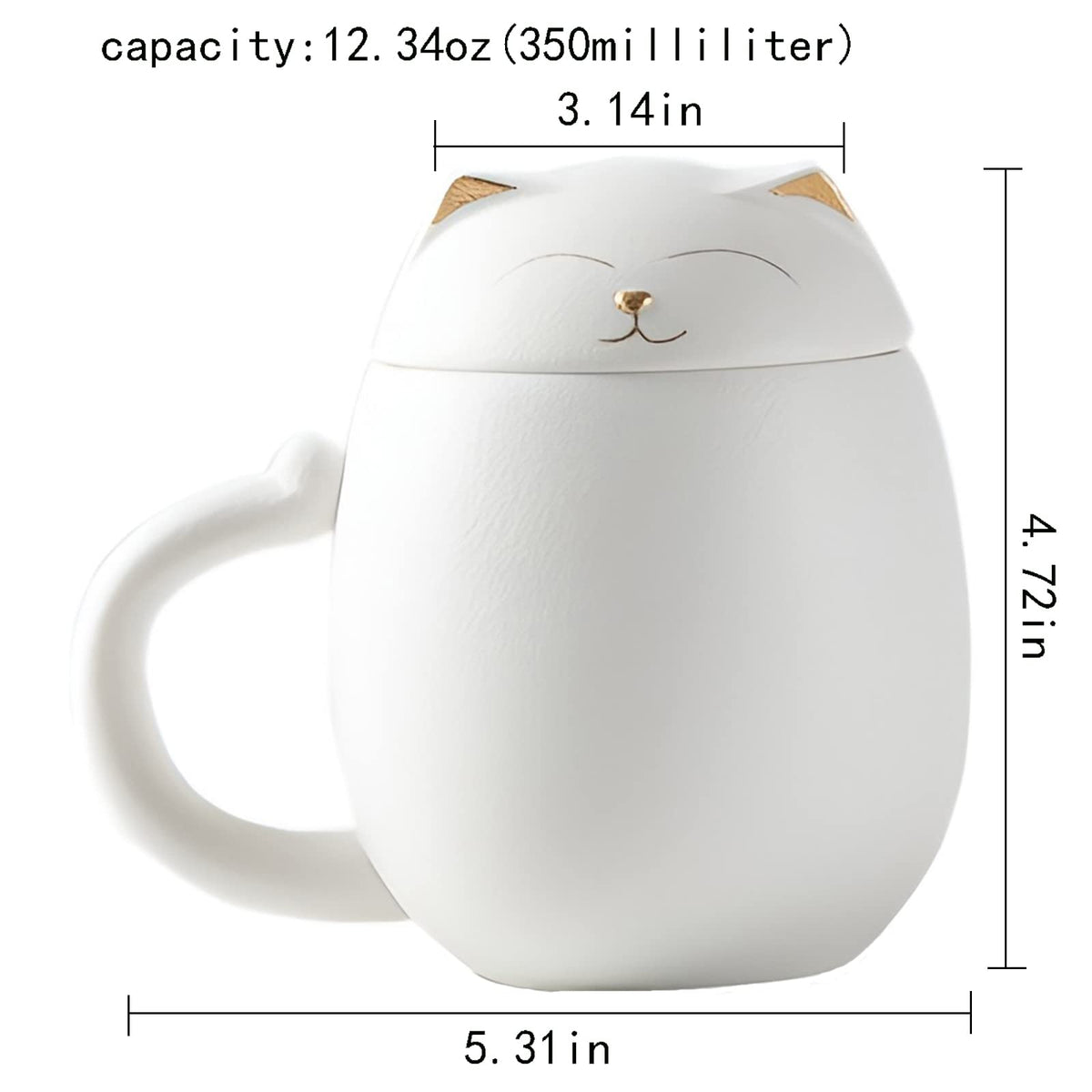 Cat Ceramic Tea Mug with Infuser & Lid Leaf Tea Cup for Home Office