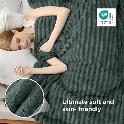 Soft King Size Blankets for Bed Mallard Green 108"x90"