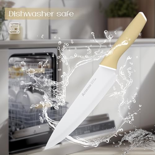 Kitchen Knife Set with Block and Sharpener 15 Piece Knives Set German High Carbon Stainless Steel Knives Sharp Blade Dishwasher Safe Deba Knives with Ergonomic Handle (15 Count)