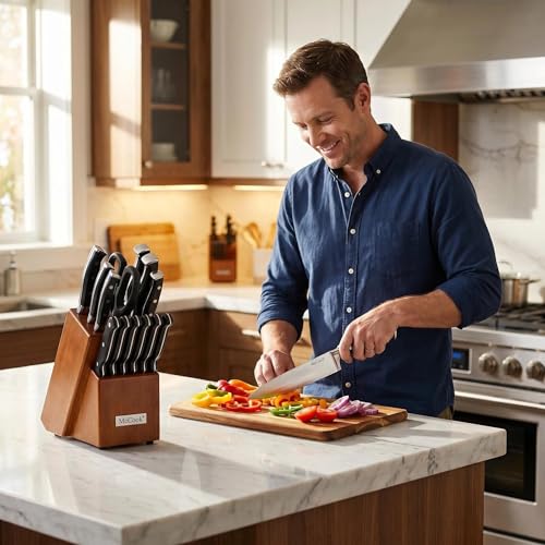 Kitchen Knife Set 15PC Knife Block Set w Built (15 Count)