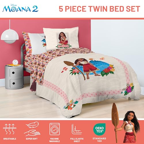 Disney Moana Twin Comforter Set 5 Piece Kids Bedding for Girls