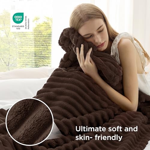 Soft Twin Blanket for Bed Decor Gifts Chocolate Brown 60"x80"