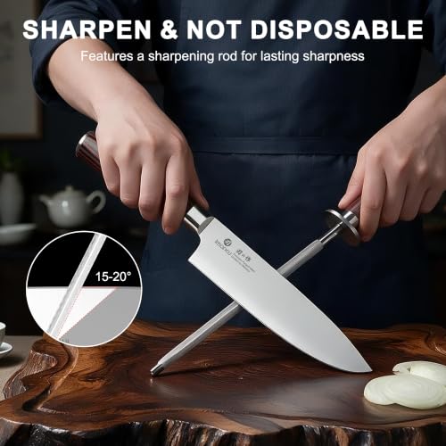 18 Piece Japanese Santoku Stainless Steel Knife Set with Block