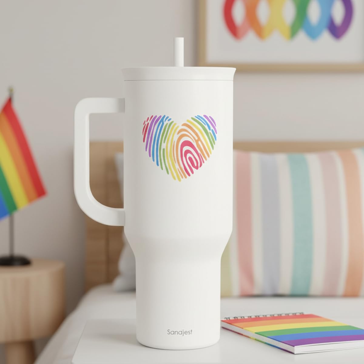 LGBT 40oz Tumbler with Handle and Straw