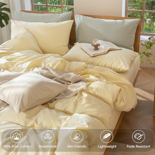 Duvet Cover Set 100% Washed Cotton Linen Like Twin (2 Count)