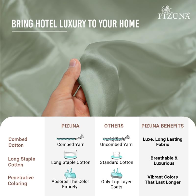 100% Cotton Twin Duvet Cover Set + Fitted Sheet 400TC Sea Foam