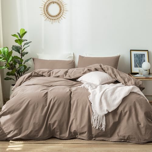 Duvet Cover Set 100% Washed Cotton Linen Like Super King (3 Count)