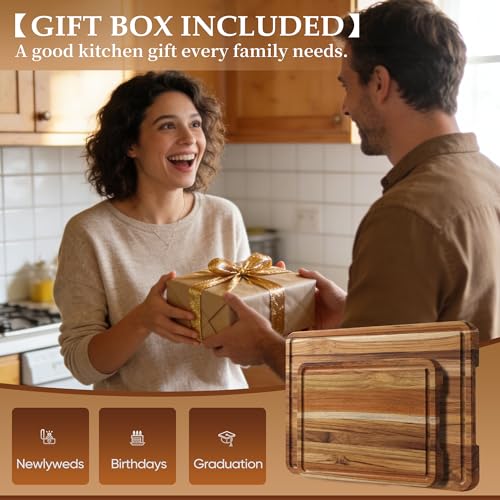 2 Pack Teak Cutting Board Wood Wooden Cutting Boards For Kitchen (2 Count)