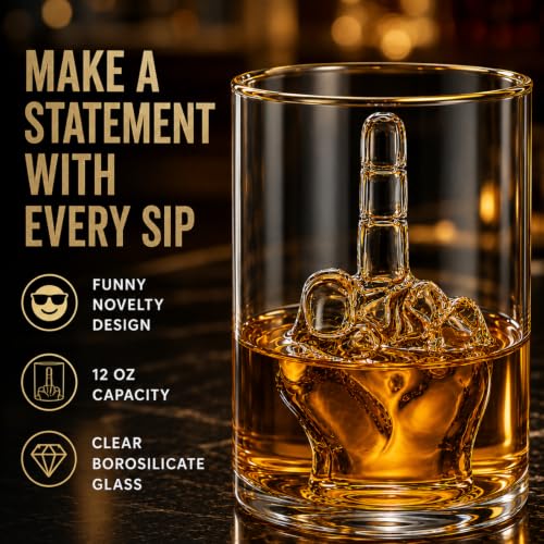Funny Middle Finger Whiskey Glass Gift Set