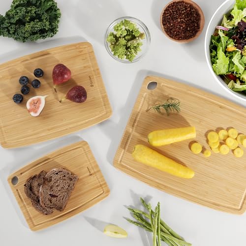 Lightweight Durable Bamboo Cutting Board Set with Non (3 Count)
