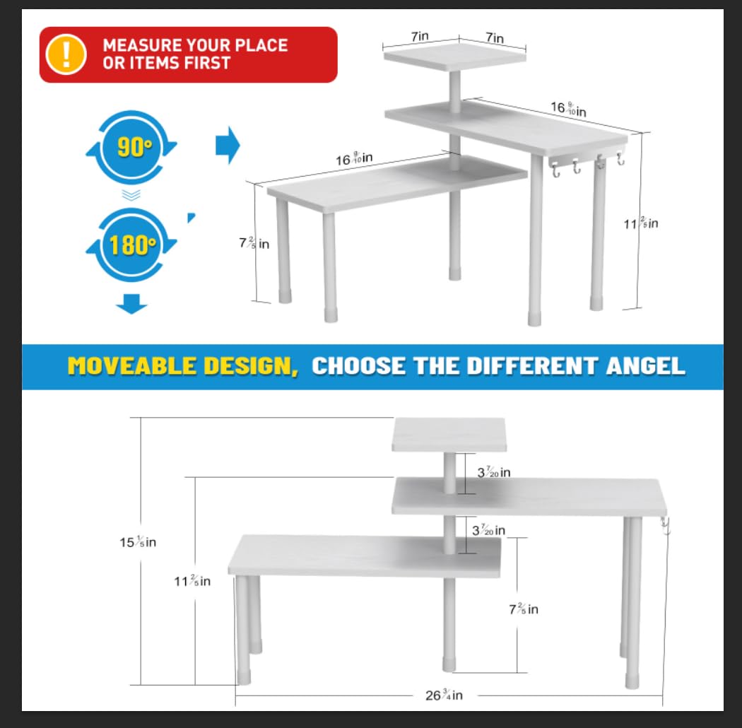 3 Tier Bathroom Countertop Corner Shelf Organizer