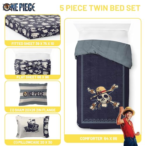 One Piece Luffy Twin Comforter Set 5 Piece Soft Anime Bedding