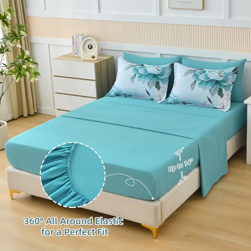 Floral Comforter Set Queen Size 7 Piece Bed in a Bag