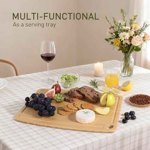 Lightweight Durable Bamboo Cutting Board with Non