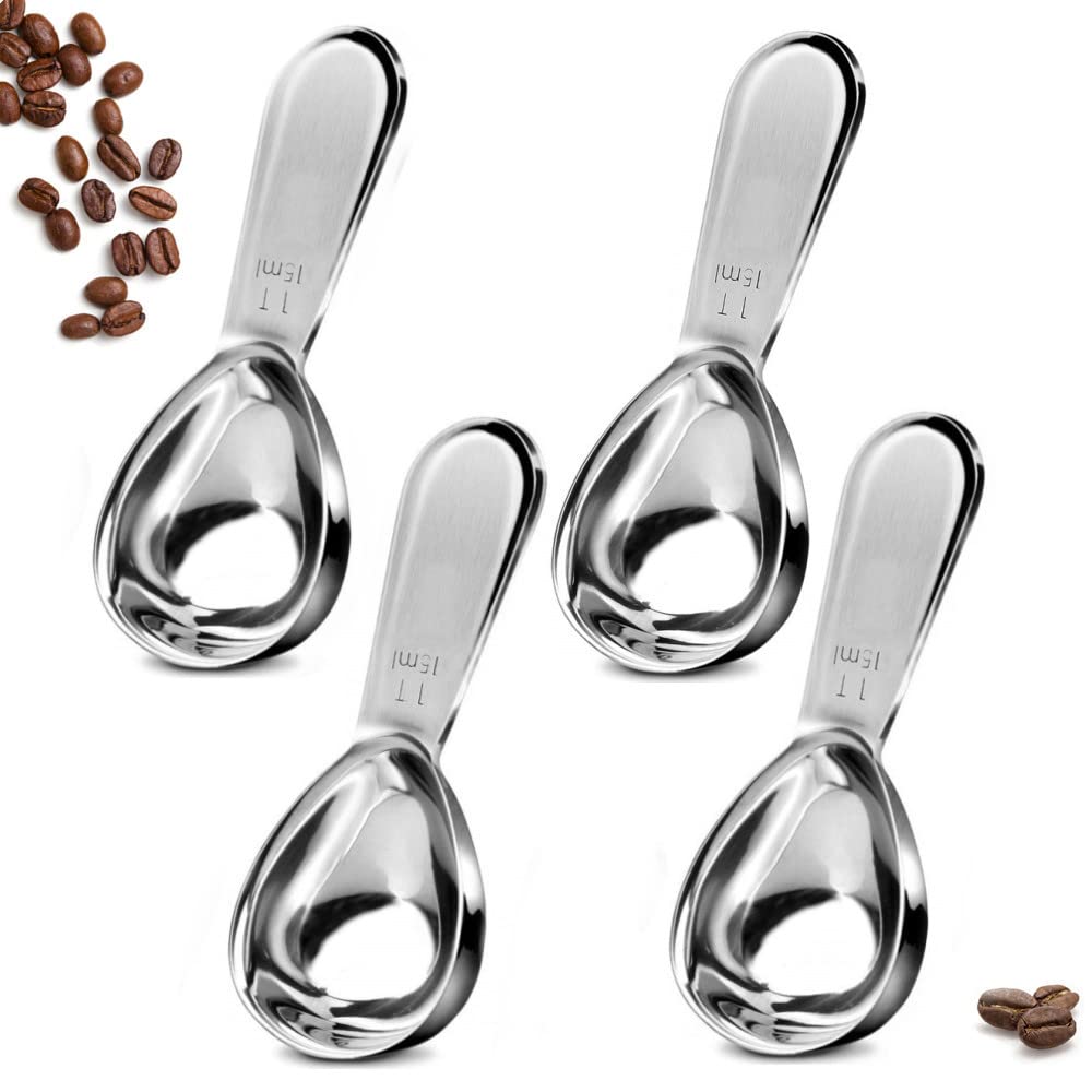 4 Pieces Coffee Scoop Stainless Steel Coffee Scoops Short Handle Tablespoon Measuring Spoons for Coffee Tea Sugar Flour (4 Count)