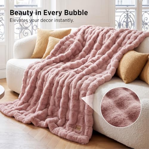 GentleSoft Fluffy Fuzzy Dusty Rose Throw Blanket