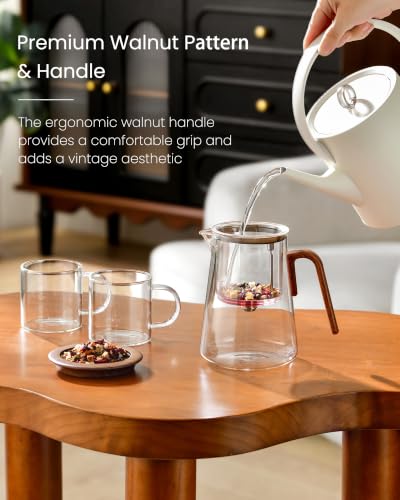 Magnetic Glass Teapot with Infuser and 2 Cups for Loose Tea
