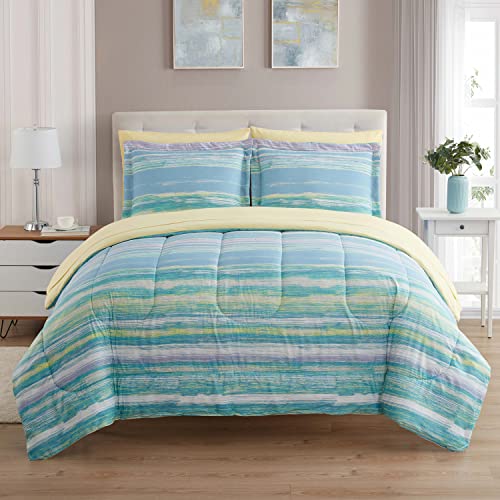 7 Piece Comforter Set Bag Solid Color All Season Soft Down Alternative Blanket & Luxurious Microfiber Bed Sheets