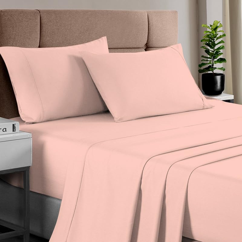 100% Cotton Sheets Set RV King 400 Thread Count Rose Pink